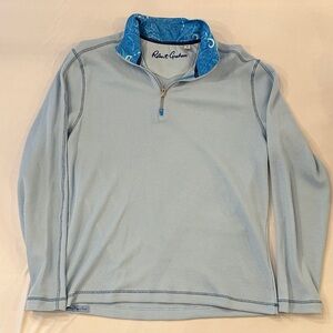 Robert Graham Light Blue Quarter-Zip with Patterned Collar